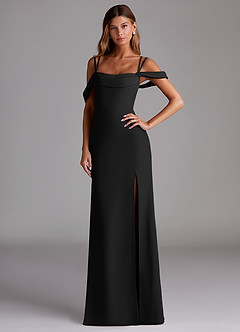 Azazie Callan Bridesmaid Dresses Black Mermaid Pleated Chiffon Convertible Dress image1
