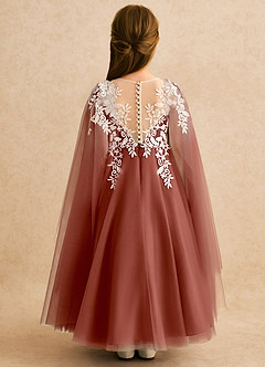 Azazie Dandelion Flower Girl Dresses Auburn Ball-Gown Lace Dress image2