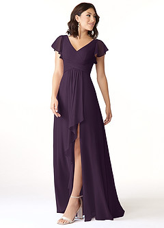 Azazie Omari Bridesmaid Dresses Plum A-Line Chiffon Dress image4