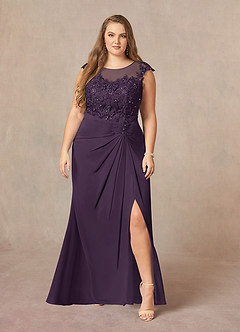 Azazie Libby Mother of the Bride Dresses Plum A-Line Scoop Sequins Chiffon Dress image7