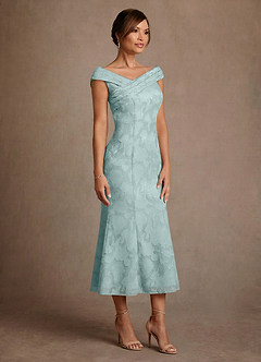 Azazie Keith Kleider für die Brautmutter Etui Plissee Blumen-Burnout Kleid Nebel image3