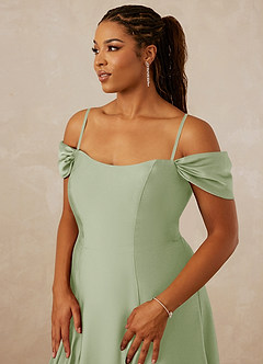 Christian Siriano Bridal for Azazie 1002 Bridesmaid Dresses Dusty Sage A-Line Off the Shoulder Stretch Satin Convertible Dress image9