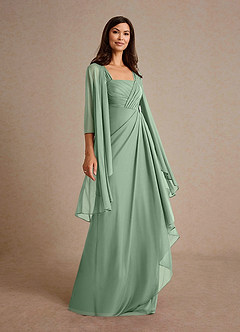 Azazie Clinton vestidos de madre de la novia Vestido de Matcha de Malla de Corte En A con Plisado image2