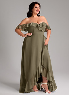 Azazie Lyra Bridesmaid Dresses Willow Green A-Line Chiffon Convertible Dress image14