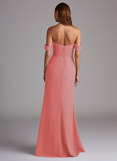 Azazie Saige Bridesmaid Dresses Coral A-Line Off the Shoulder Chiffon Convertible Dress image7