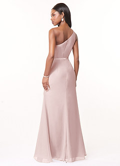 Azazie Liza Bridesmaid Dresses Blushing Pink Mermaid One Shoulder Chiffon Dress image4