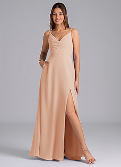 Azazie Sarella Bridesmaid Dresses English Rose A-Line with Pockets Chiffon Dress image1