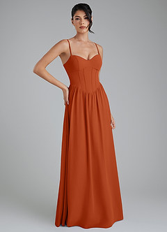 Azazie Alisha Bridesmaid Dresses Burnt Orange A-Line Corset Chiffon Dress image4