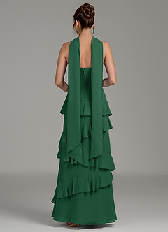 Azazie Imani Robes de demoiselle d'honneur Robe Trapèze en Mousseline de soie Rayé Vert Foncé image4