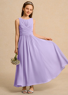 Azazie Ducky Junior Formal Flower Girl Dresses Lilac A-Line Pleated Chiffon Dress image1