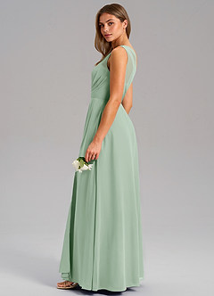 Azazie Phaedra Bridesmaid Dresses Agave A-Line One Shoulder Chiffon Dress image6