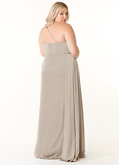 Azazie Maron Bridesmaid Dresses Frost A-Line One Shoulder Stretch Satin Dress image9