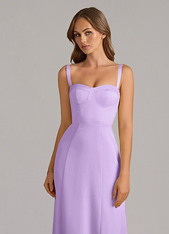 Azazie Amaris Robes de demoiselle d'honneur Robe Trapèze en Satin extensible Corset Lilas image5