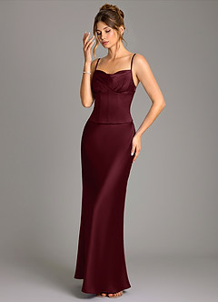 Azazie Reverie Bridesmaid Dresses Cabernet Mermaid Corset Stretch Satin Dress image1