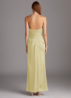Azazie Lexie Final Sale Lemon Sorbet Sheath Strapless Stretch Satin Convertible Dress image3