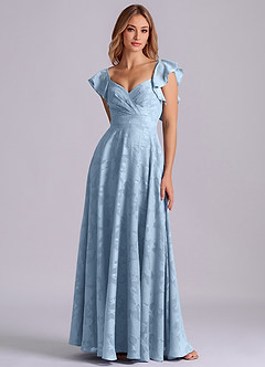 Azazie Leilani Robes de demoiselle d'honneur Robe Trapèze en Blumen-Burnout Encolure en Forme de Cœur Bleu Ciel image3