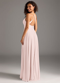 Azazie Davis Final Sale Blushing Pink A-Line Pleated Mesh Dress image3