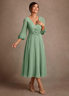 Azazie Ana Kleider für die Brautmutter A-Linie Spitze Chiffon Kleid Matcha image2