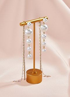 front Long Pearl Drop Earrings