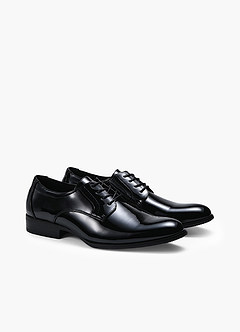 front Black Patent Brogue Derby Dress Shoes
