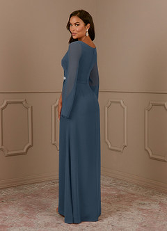 Azazie Belinda Mother of the Bride Dresses Neptune A-Line V-Neck Pleated Chiffon Dress image4