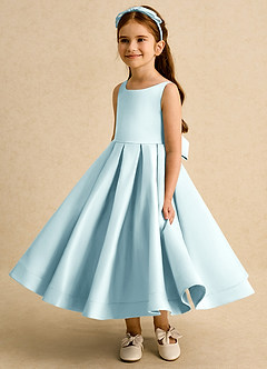 Azazie Babs Blumenmädchenkleider Ballkleid Plissee Matte Satin Kleid Seegrün image5