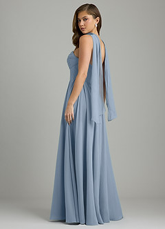 Azazie Tammy At-home Try On Dresses Dusty Blue A-Line Corset Chiffon Dress image9