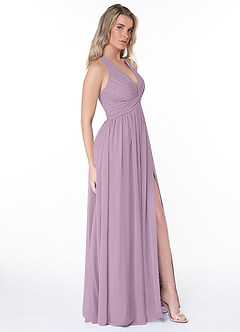 Azazie Jaclyn Brautjungfernkleider A-Linie Plissee Chiffon Kleid Blauregen image4