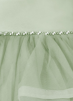 Azazie Sofia Flower Girl Dresses Dusty Sage A-Line Beaded Tulle Dress image4