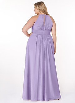 Azazie Bonnie Bridesmaid Dresses Lilac A-Line Keyhole Ruched Chiffon Dress image7