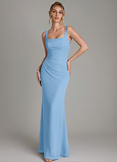 Azazie Agustina Bridesmaid Dresses Powder Blue Mermaid Corset Chiffon Dress image4