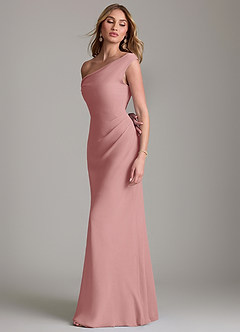 Azazie Emerson Abiti da Damigella Abito Tubino in Chiffon a Spalla Scoperta Rosa Polverosa image6