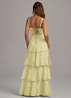 Azazie Romie Bridesmaid Dresses Lemon Sorbet A-Line Corset Floral Burnout Dress image5