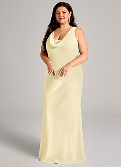 Azazie Rylina Bridesmaid Dresses Lemon Sorbet Mermaid Pleated Chiffon Dress image9