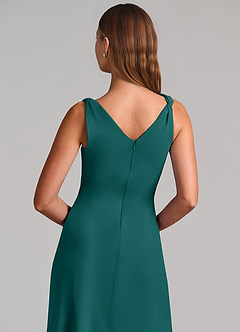 Azazie Nerine Brudtärnklänningar Klä av A-Linje i Chiffong Plisserad Påfågelblå image7