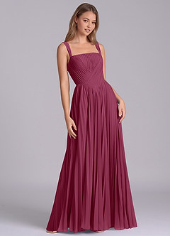 Azazie Mina Final Sale Mulberry A-Line Pleated Chiffon Dress image5