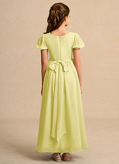 Azazie Lilia Girls Formal Jurken voor bloemenmeisjes A-Lijn Jurk van Chiffon met Mouwen Citroensorbet image2