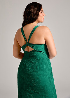 Azazie Mero Bridesmaid Dresses Emerald Sheath Pleated Floral Burnout Dress image12