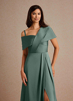 Azazie Milton Mère de la mariée Robes Robe Trapèze en Satin extensible Plissée Mousse De Mer image3