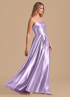 Azazie Lucienne Bridesmaid Dresses Lilac A-Line Pleated Metallic Satin Dress image5