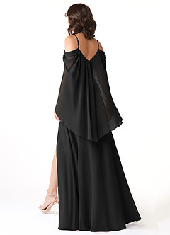 Azazie Cienna Bridesmaid Dresses Black A-Line Off the Shoulder Chiffon Dress image5