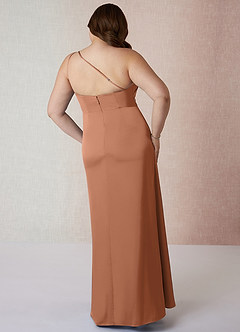 Azazie Mika Brautjungfernkleider Etui One-Shoulder Stretch-Satin Kleid Bronzer image9