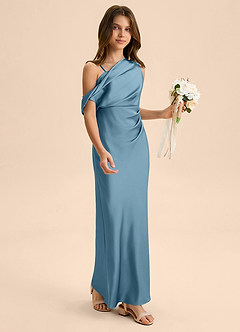 Azazie Emerson Junior Bermuda Sheath Off the Shoulder Stretch Satin Dress image5