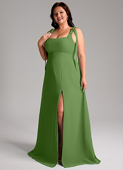 Azazie Debra Bridesmaid Dresses Basil A-Line with Pockets Chiffon Convertible Dress image11