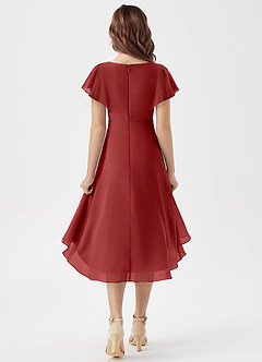 Azazie Graciela Junior Rust A-Line Pleated Chiffon Dress image2