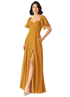 Azazie Chloe Bridesmaid Dresses Butterscotch A-Line Sweetheart Neckline Chiffon Dress image5