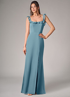 Azazie Callie Bridesmaid Dresses Moody Blue Mermaid Side Slit Chiffon Convertible Dress image4