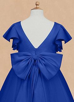 Azazie Kaeya Flower Girl Dresses Royal Blue A-Line Bow Tulle Dress image8