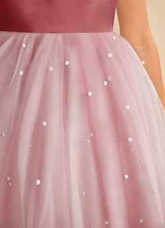 Azazie Esme Jurken voor bloemenmeisjes Baljurk Jurk van Tule Boog Antieke Roos image9