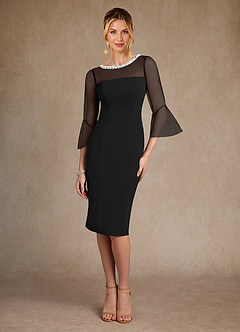 Azazie Bellevue Mother of the Bride Dresses Black Sheath Beaded Stretch Crepe Dress image1